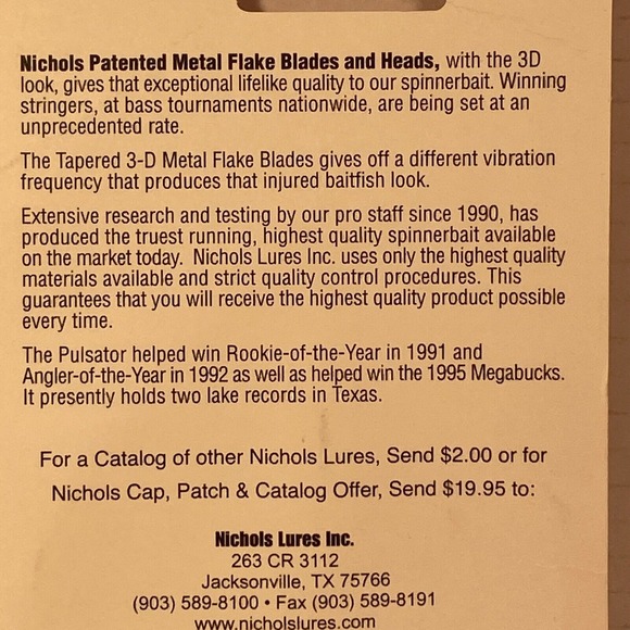 Nichols Lures Pulsator Spinnerbait 1/2oz 24K Gold Plated Shattered Glass NIP‎ - Picture 5 of 6